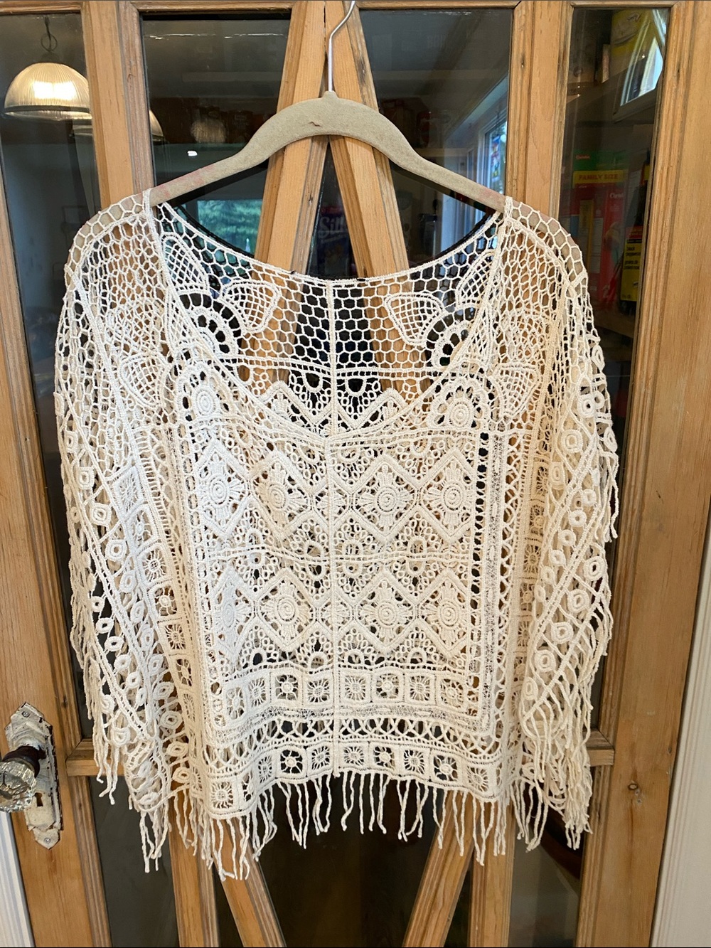 Crochet Fringe Boho Top in Cream